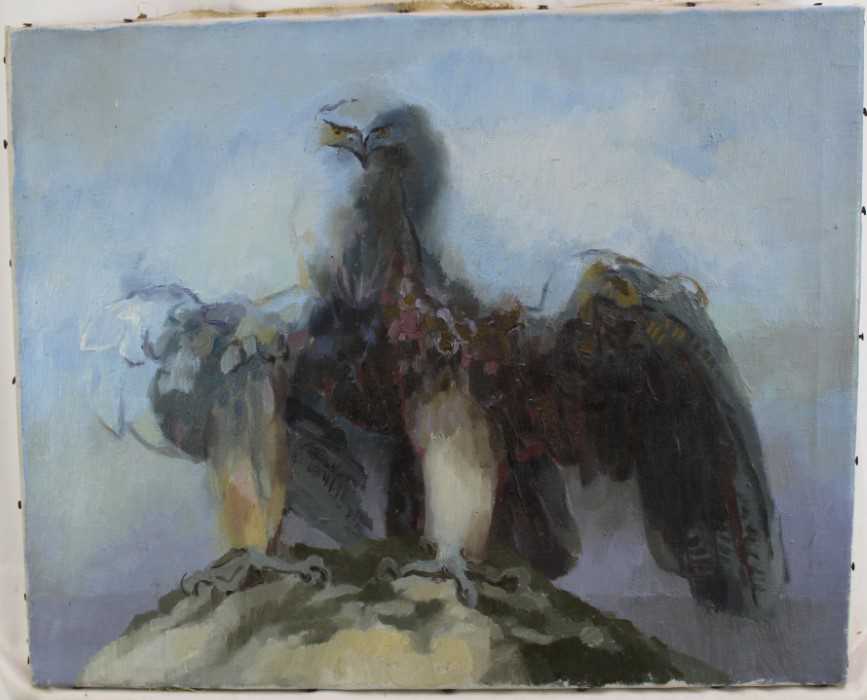 Lot 972 - *Glyn Morgan (1926-2015), oil on canvas, Eagle, 41cm x 51cm, unframed
