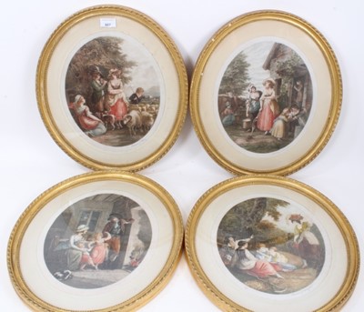 Lot 807 - Set of four early 20th century stipple engravings in gilt oval frames