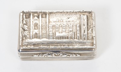 Lot 239 - Early 19th century silver castle top vinaigrette of rectangular form, Newstead Abbey