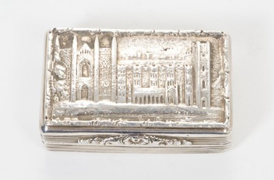 Lot 239 - Early 19th century silver castle top vinaigrette of rectangular form, Newstead Abbey