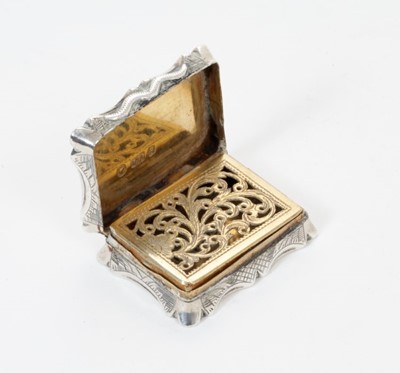 Lot 242 - Victorian silver castle top vinaigrette of shaped rectangular form, Crystal Palace.