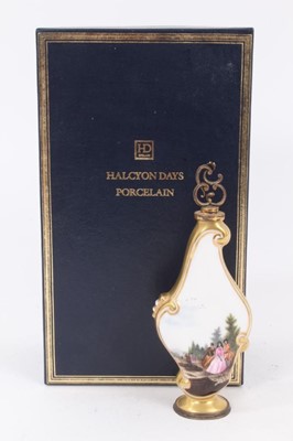 Lot 828 - A Halcyon Days Meissen style scent bottle and stopper, in box