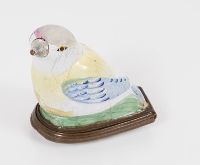 Lot 847 - South Staffordshire enamel bird shaped bonbonnière, circa 1780