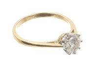 Lot 498 - Diamond single stone ring with a brilliant cut...