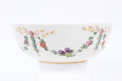 Lot 40 - A Bristol round bowl, painted with garlands of flowers and leaves, circa 1775
