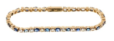 Lot 448 - 14ct gold sapphire bracelet