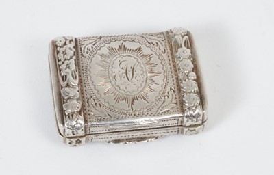 Lot 254 - George III silver vinaigrette of rectangular form, with raised foliate borders.