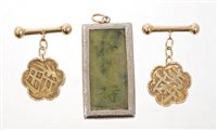 Lot 508 - Pair Chinese yellow metal cufflinks and a...