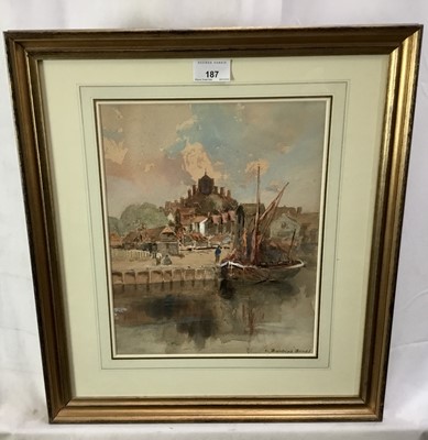 Lot 187 - Louis Burleigh Bruhl (1861-1942) watercolour - Rye Harbour, 
signed, in glazed frame