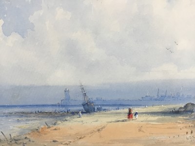 Lot 181 - George James Knox (1810-1897) watercolour - On the Beach, 
South Shields, initialled, in glazed gilt frame