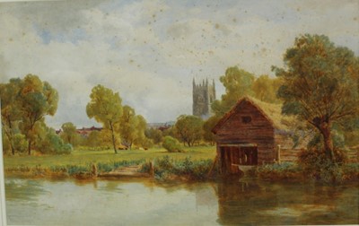 Lot 954 - Thomas Pyne (1843-1935) watercolour - Dedham river landscape, signed 
and dated 1902, in glazed gilt frame