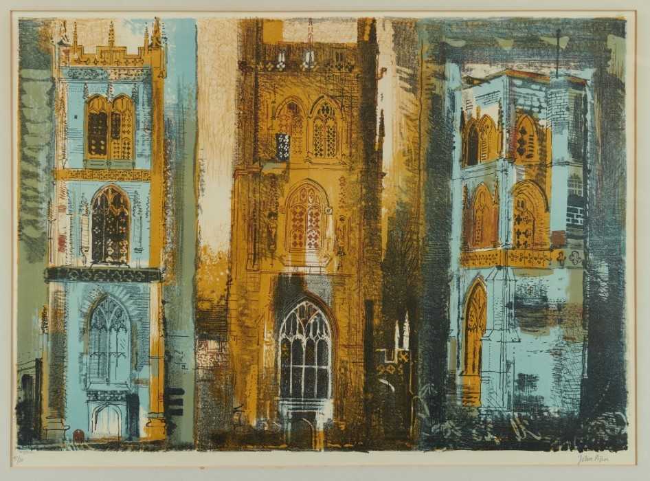 Lot 951 - *John Piper (1903-1992) signed limited edition lithograph – Three Somerset Towers, 48/70, in glazed frame