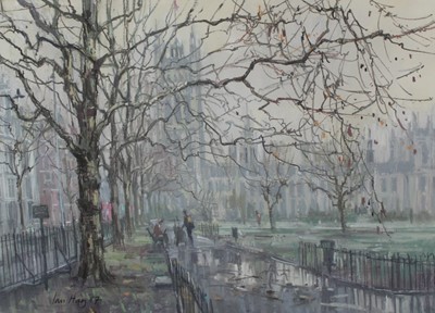 Lot 956 - *Ian Hay (b.1940) pastel - London street view, signed and dated ‘87, 
in glazed frame