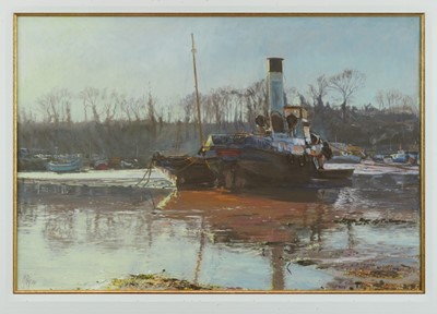 Lot 952 - *Margaret Glass (b.1950) pastel - Early Morning Pin Mill, initialled, 
in glazed frame