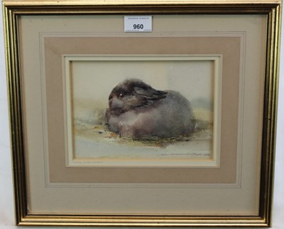 Lot 960 - Ian Armour-Chelu (1928-2000) watercolour - Baby Grey Rabbit, 
signed, in glazed frame