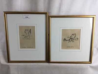 Lot 178 - Bill Belcher (b.1923) pair of pen and ink dog illustrations, in 
glazed frames