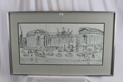 Lot 950 - *Edward Bawden (1903-1989) pen and ink drawing – Bank of Ireland, signed and dated 1963, in glazed frame