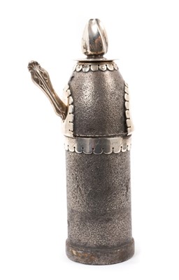 Lot 839 - Highly unusual silver mounted Boer War bullet, adapted to a table cigar lighter