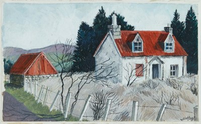 Lot 1029 - *Dione Page (1936-2021) pastel with gouache on paper - ‘Red Roofs’, signed titled and dated ‘99, unframed.