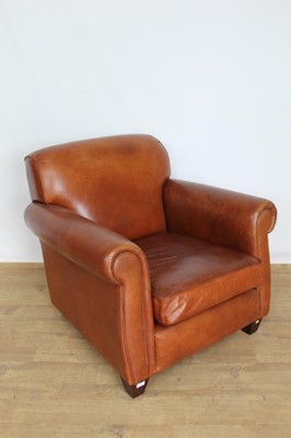 Lot 1265 - Laura Ashley leather armchair, of square form on tapered legs