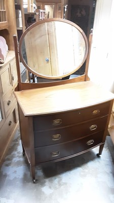 Lot 1351 - Edwardian mahogany bowfront dressing table with swing mirror