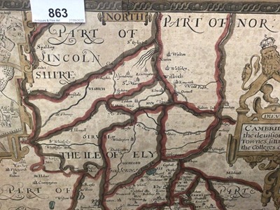 Lot 870 - John Speede: 17th century hand-coloured engraved map of Cambridgeshire