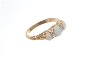 Lot 519 - Edwardian gold (18ct) opal and diamond ring...