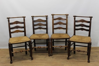 Lot 1357 - Set of four 19th century ash and elm chairs