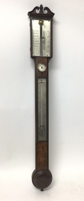 Lot 670 - George III stick barometer of unusual design with silvered dial, signed Colombo & Co, 180 High Holborn