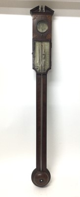 Lot 681 - George III Irish stick barometer of unusual design, the silvered dial signed Joseph Donegan