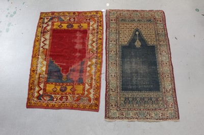 Lot 1431 - Two antique Eastern prayer rugs