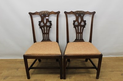 Lot 1389 - Pair 18th century Chippendale-style mahogany side chairs