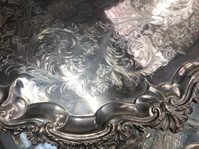 Lot 261 - Large, fine quality, George II silver salver of circular form.