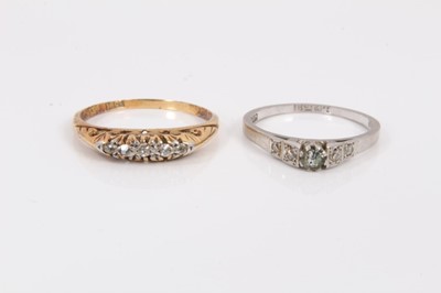 Lot 35 - 18ct gold diamond five stone ring and 18ct white gold synthetic white stone ring