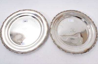Lot 266 - Pair late 19th/early 20th century silver plated dishes of circular form.