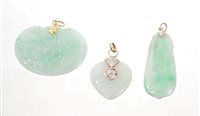 Lot 531 - Three Chinese Carsved green jade / hardstone...