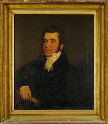 Lot 1303 - Regency English School oil on canvas - portrait of a Gentleman, 76cm x 64cm, in gilt frame