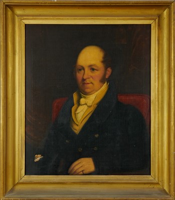 Lot 1305 - English School, 19th century, oil on canvas - portrait of a Gentleman, 76cm x 64cm, in gilt frame