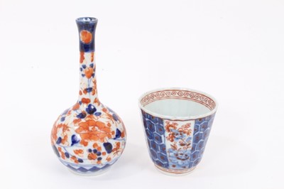 Lot 74 - An 18th century Chinese Imari beaker, and a Japanese Imari bottle vase