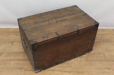 Lot 1347 - 19th century brass mounted oak military trunk