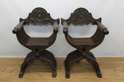 Lot 1355 - Impressive pair of 18th century Savonarola chairs