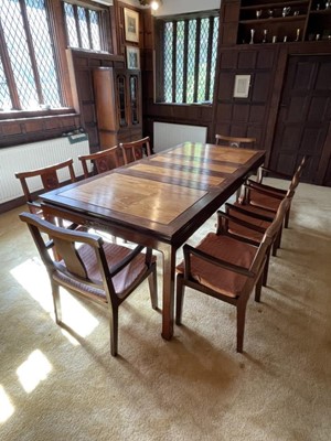 Lot 1486 - Chinese hardwood dining table and eight chairs