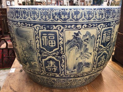 Lot 148 - Blue and white Chinese fish bowl