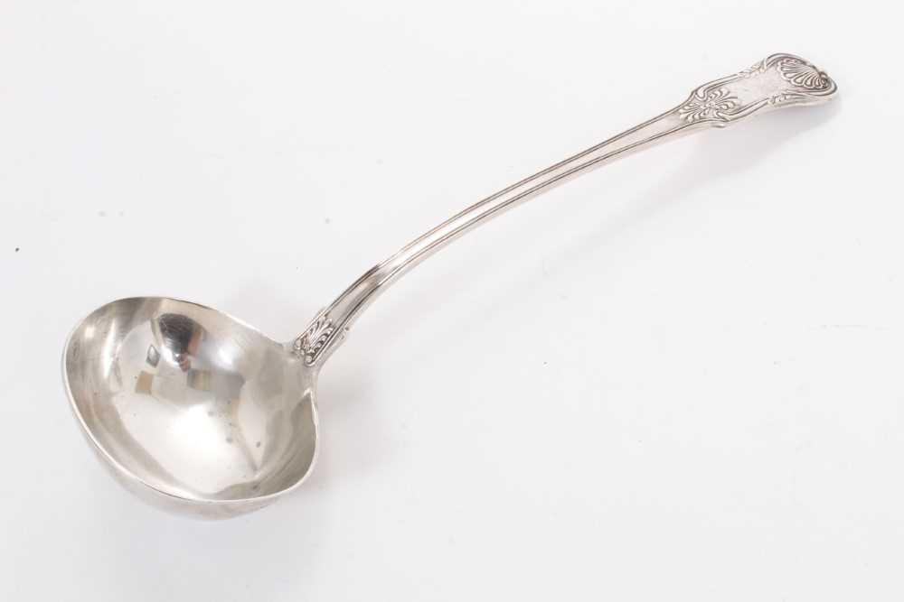 Lot 273 - Fine quality George IV silver, Kings pattern with Anthemion heel soup ladle