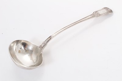 Lot 273 - Fine quality George IV silver, Kings pattern with Anthemion heel soup ladle