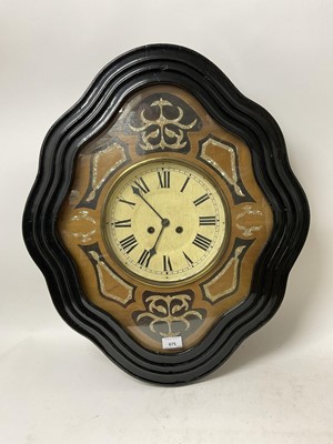 Lot 675 - Victorian papier mâché vineyard clock, 8 day striking movement, in ebonised and mother o pearl inlaid case