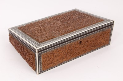 Lot 854 - 19th century Sadeli Mosaic sandalwood writing slope - with key