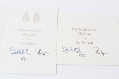 Lot 68 - H.M. Queen Elizabeth II and H.R.H. The Duke of Edinburgh, two signed Christmas cards for 1992 and 1994
