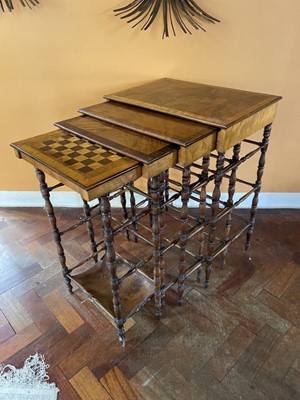 Lot 1207 - A fine quartetto nest of Regency specimen wood tables in the manner of Gillows of Lancaster