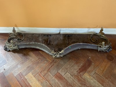 Lot 1506 - 19th century French steel and brass mounted serpentine fender with mermaid ornament, 141cm wide